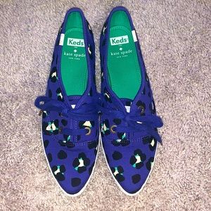 Keds leopard-print canvas pointer sneaker, emperor blue